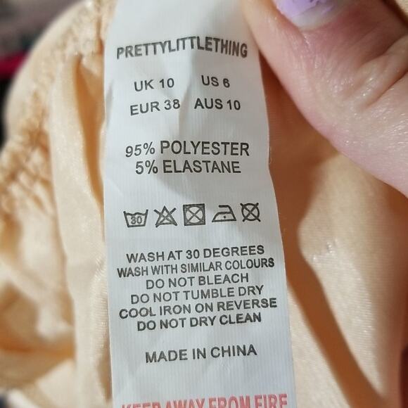 NWOT PrettyLittleThing Champagne Satin Ruched Tube Top - Picture 5 of 7